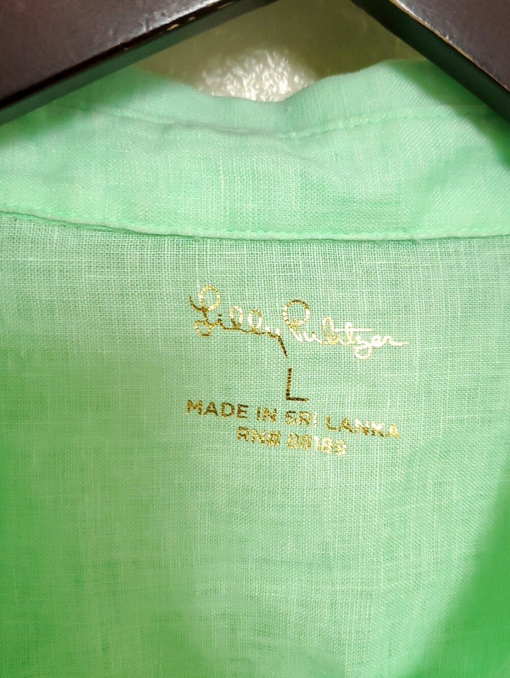 LILLY PULITZER 100% Linen Long Sleeve Button Down Top Sea View Resort Sz L - Picture 5 of 8